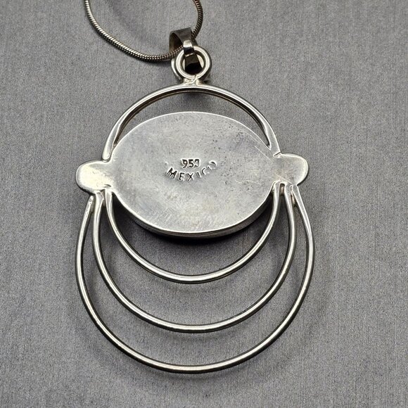 VTG 950 Silver Spiny Oyster Pendant Necklace 17" Mexico Modernist Design 12.8g - Picture 4 of 11